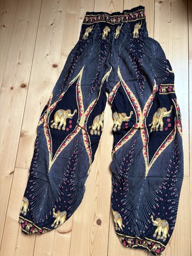 Pluderhose gemustert schwarz